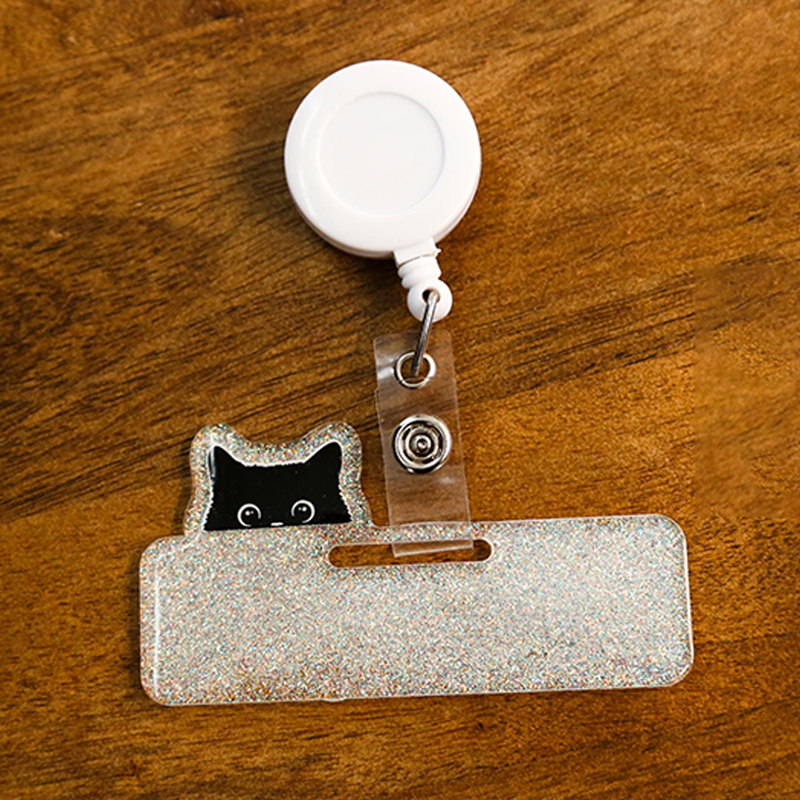 Peeping Cat Glitter Badge Buddy