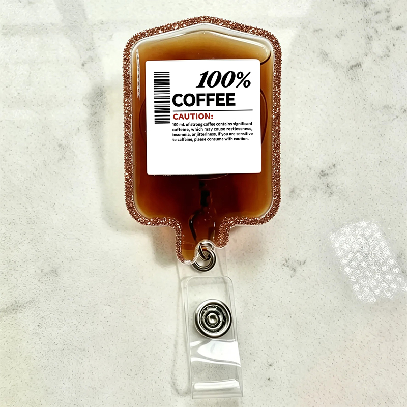 Coffee IV Bag Nurse Badge Reel