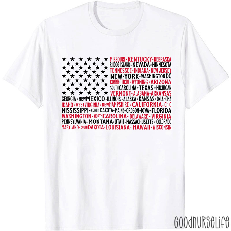 Vintage American Flag 4th Of July Nurse T-Shirt