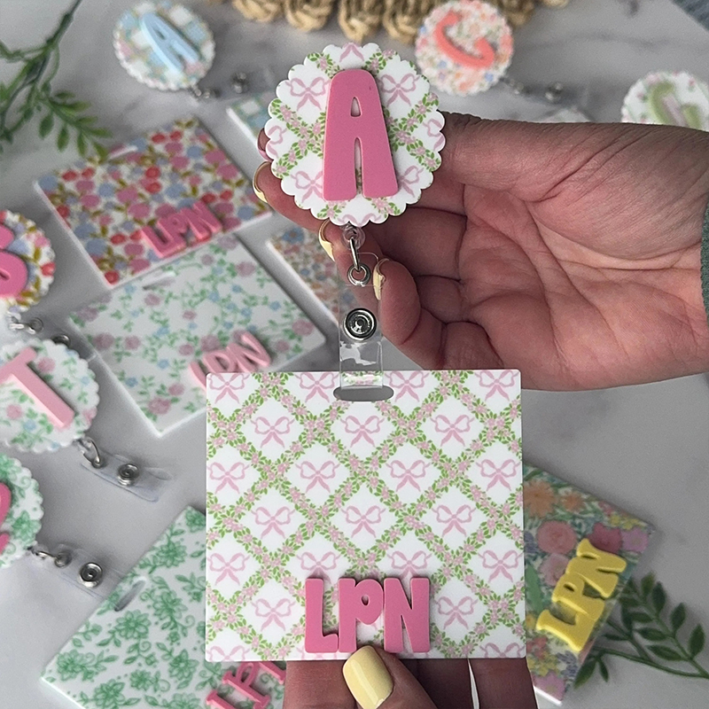 Personalized Floral Badge Buddy ID Badge Reel