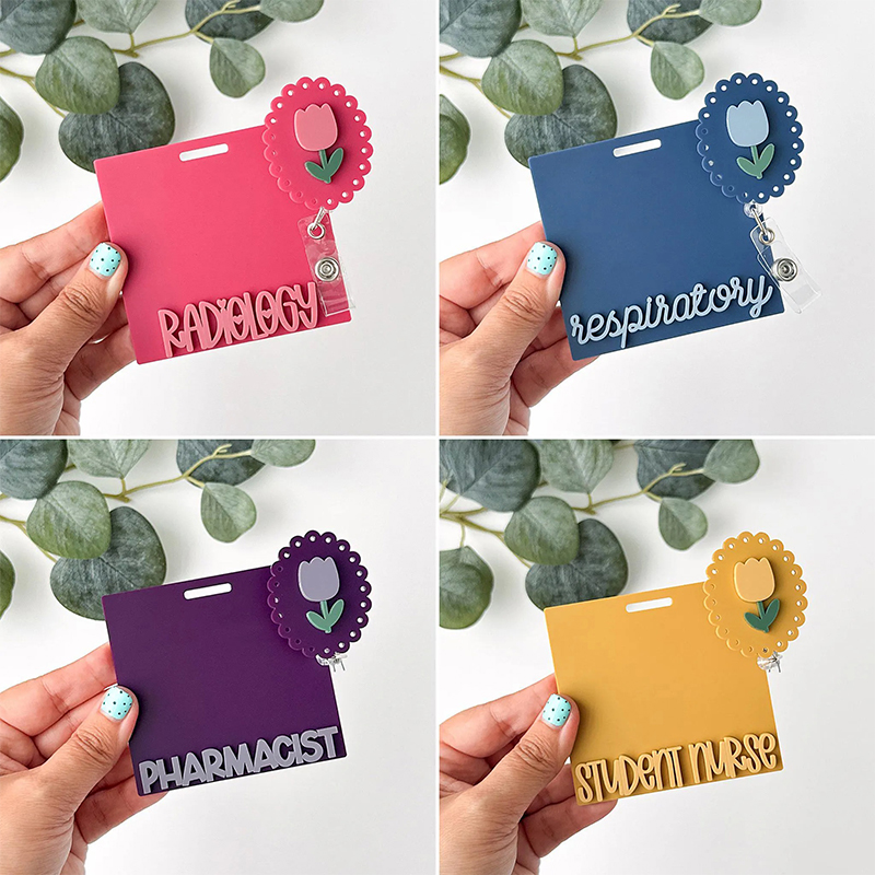 Personalized Monogram Tulip Nurse Badge Buddy Badge Reel