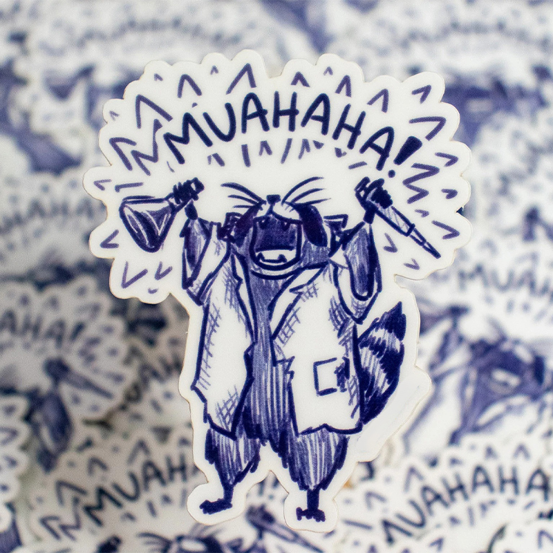 Raccoon Doing Science Stickers