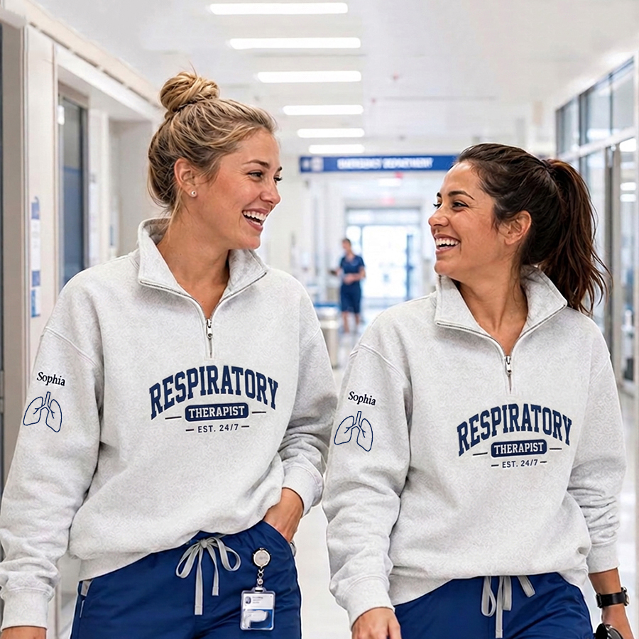 Personalized Respiratory Therapist Lung Quarter Zip Sweatshirt