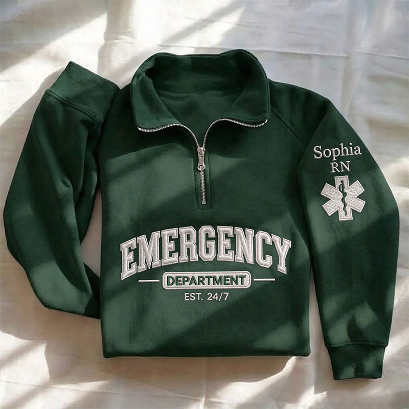 Personalized Name Embroidered Department Nurse Quarter Zip Sweatshirt