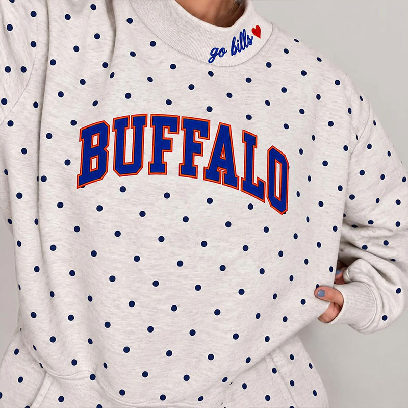 Personalized Embroidered Polka Dot Mockneck Sweatshirt