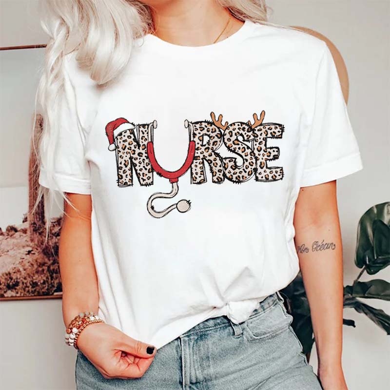 Leopard Stethoscope Nurse T-Shirt