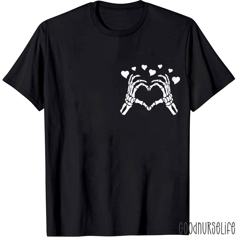 Skeleton Hand Heart Nurse T-shirt