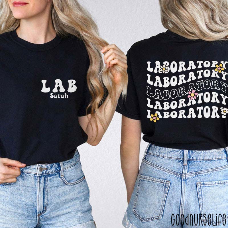 Personalized Daisy Laboratory Nurse Two Sided T-Shirt