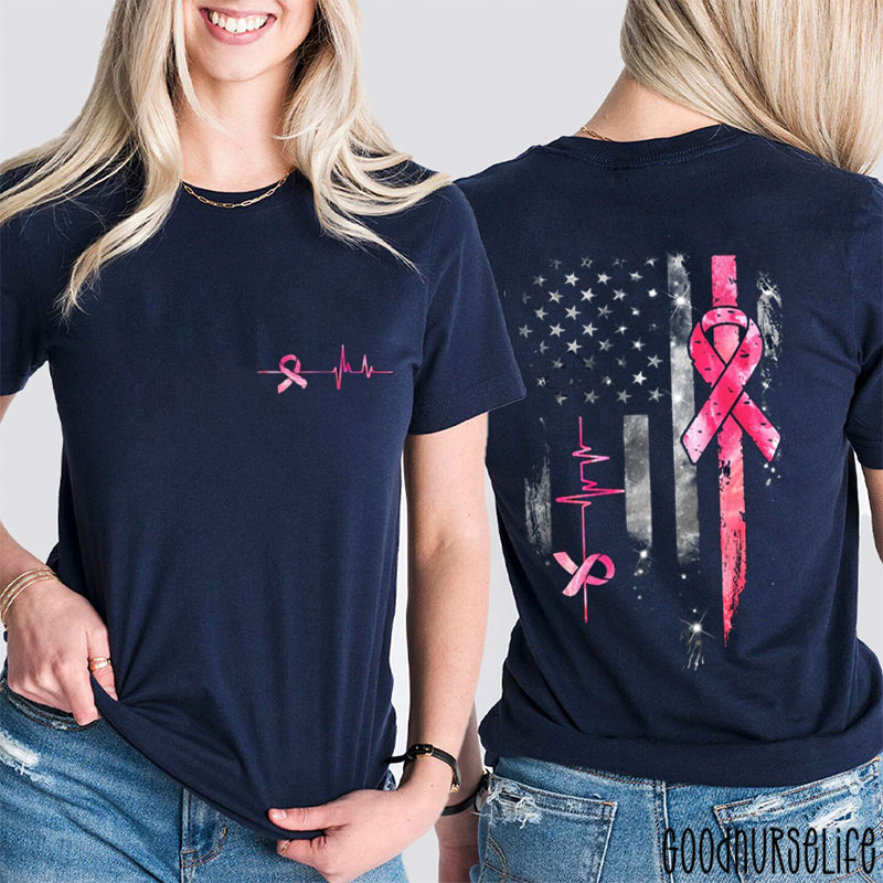 Breast Cancer Awareness Flag Two Sided T-Shirt