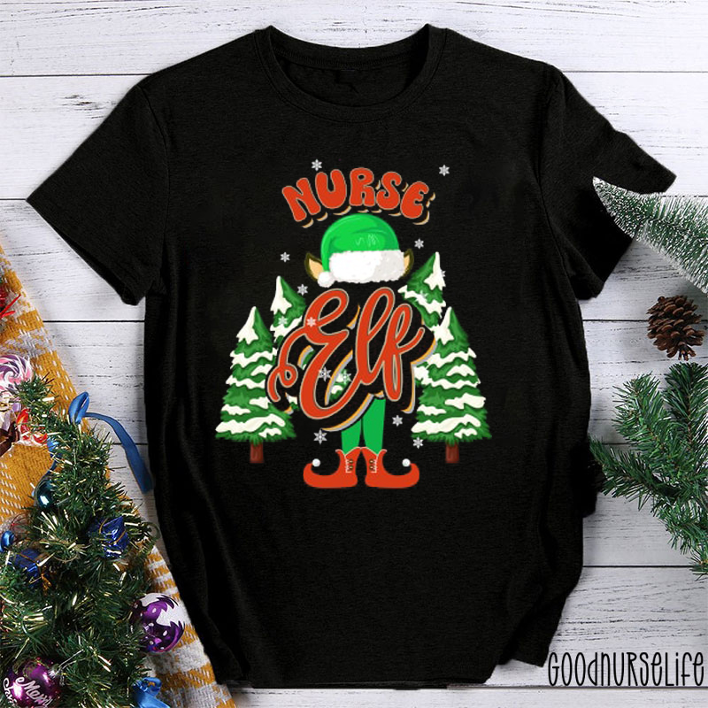 Christmas Tree Elf Nurse T-shirt