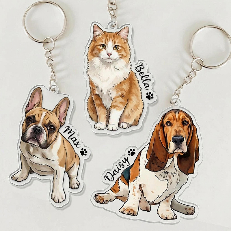 Personalized Watercolor Pet Acrylic Nurse Keychain