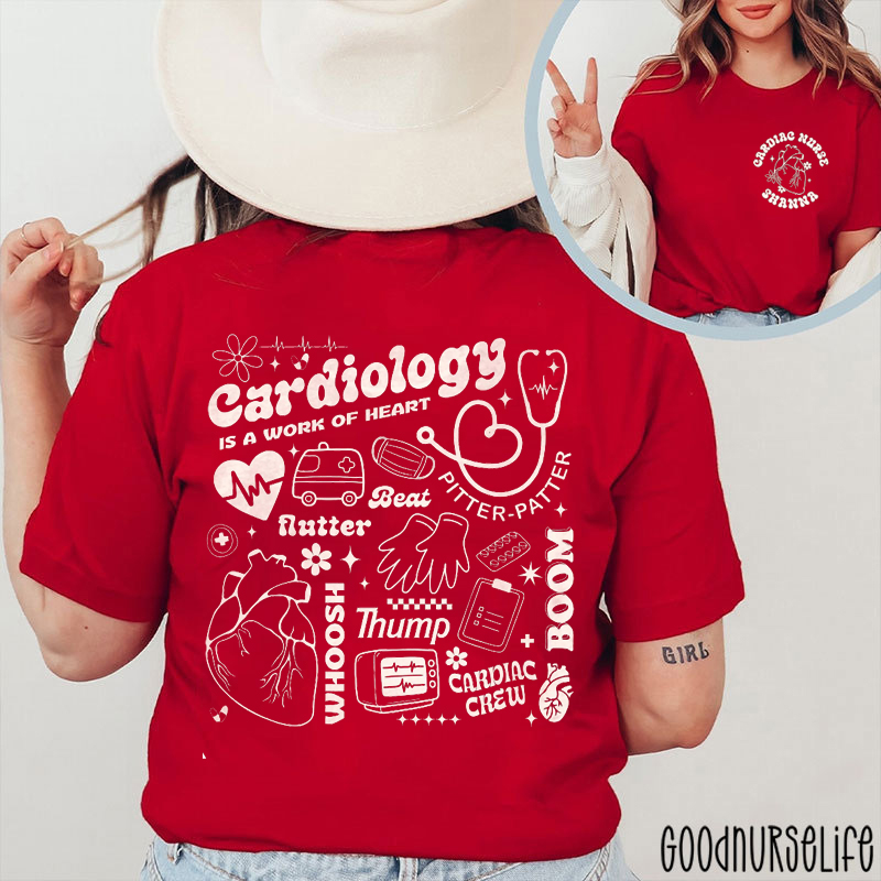Personalized Cardiology Is A Work Of Heart Nurse Two Sided T-Shirt