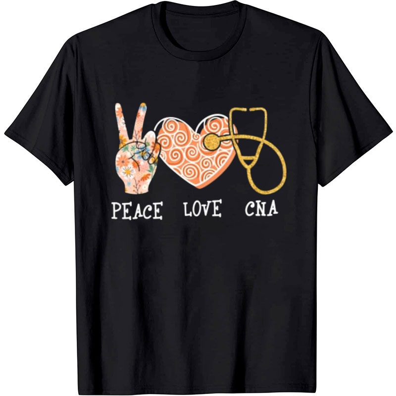 Personalized Peace Love Nurse T-Shirt
