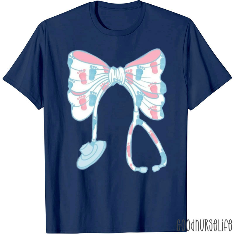 Baby Feet Stethoscope Bow Nurse T-Shirt