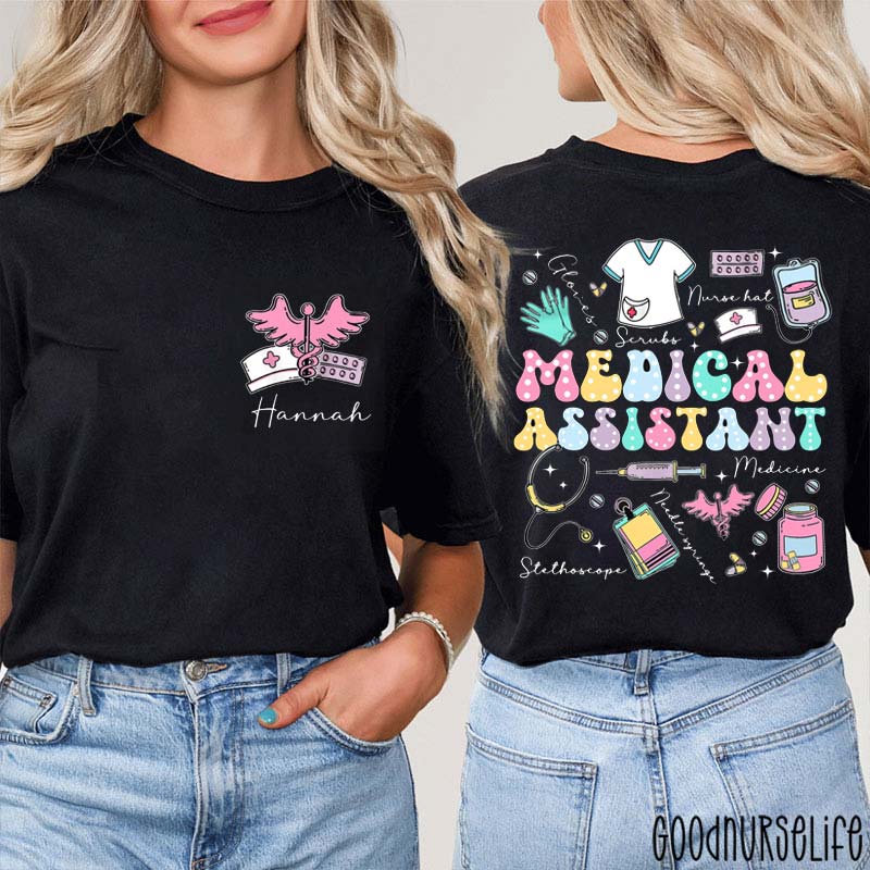 Personalized Healthcare Medical Assistant Nurse Two Sided T-Shirt