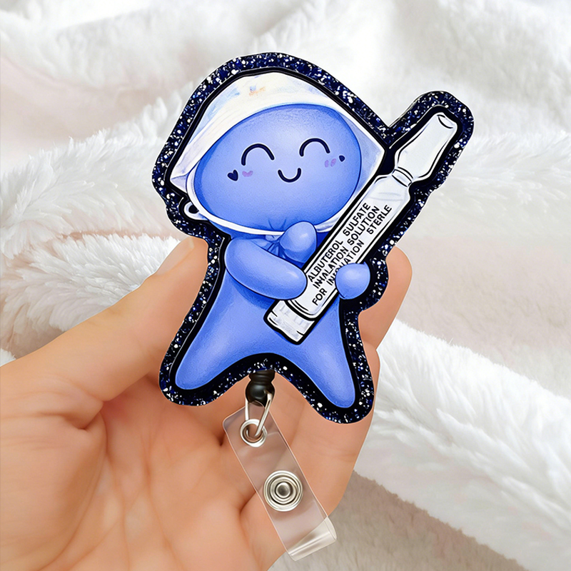 Glitter Respiratory Therapist Balloon Glove Badge Reel