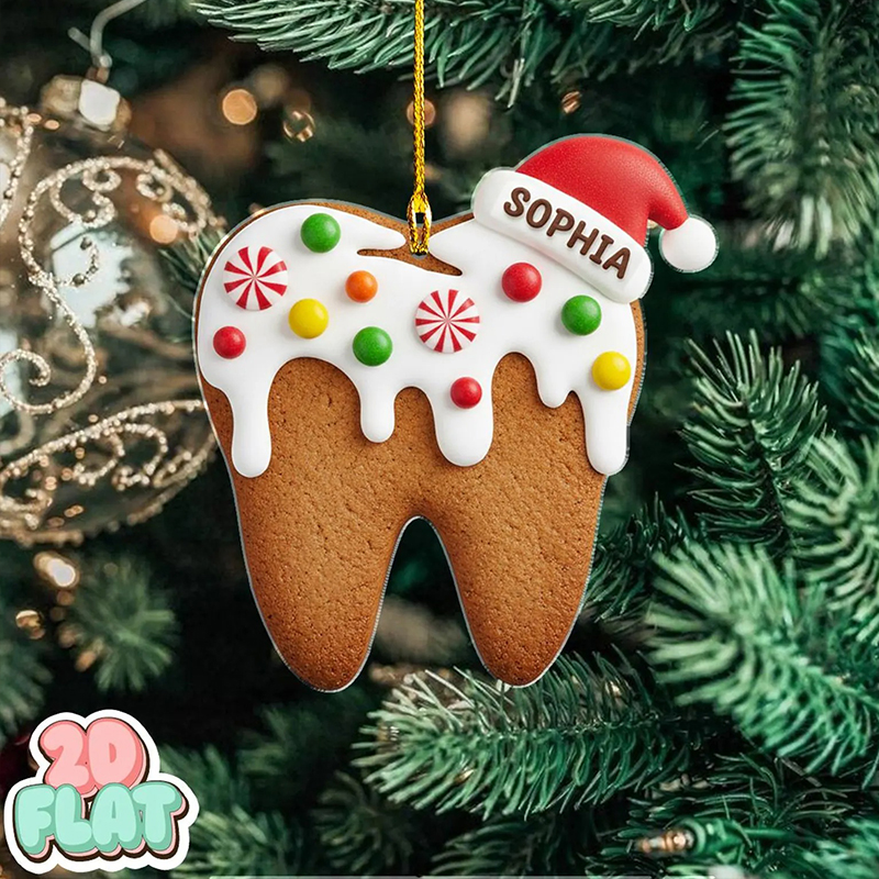Personalized Tooth 2D Acrylic Christmas Ornament