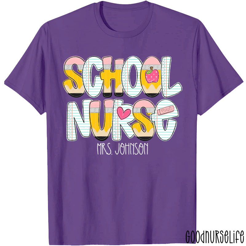 Personalized Name School Nurse T-Shirt