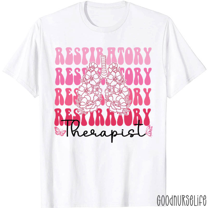 Respiratory Therapist Flower Pulmonary Nurse T-Shirt