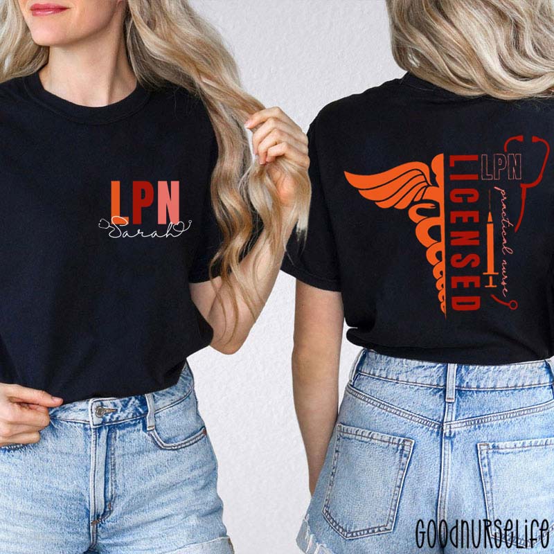 Personalized LPN Nurse Two Sided T-Shirt