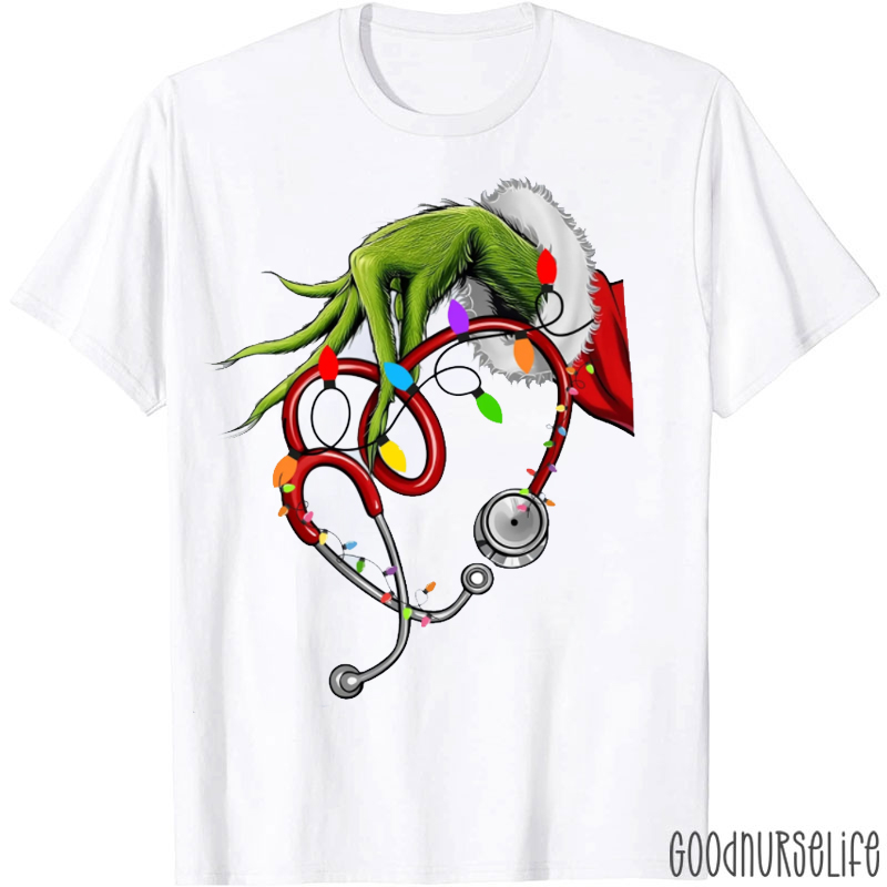 Xmas Vibe Heart Stethoscope Nurse T-Shirt