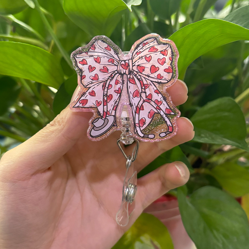 Pink Love Heart Stethoscope Badge Reel