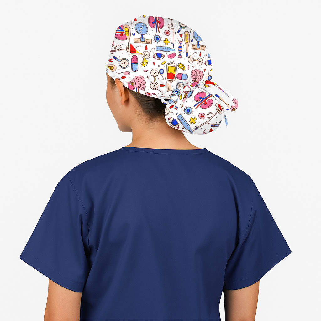 Cute Medical Icons Nurse Scrub Cap