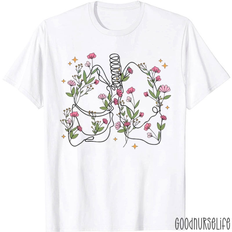 Floral Lung Anatomical Therapist T-Shirt