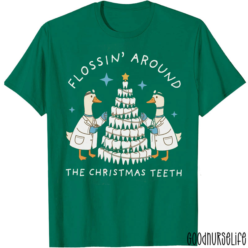 Flossing Around The Christmas Tree Dentist T-Shirt