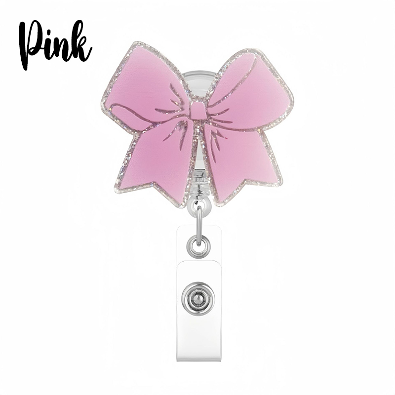 Glitter Bow Nurse Badge Reel