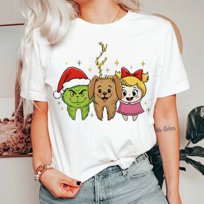 Green Tooth Cindy Lou Who Tooth Max Tooth Christmas T-Shirt