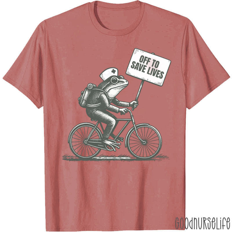 Retro Frog Off To Save Lives Nurse T-shirt