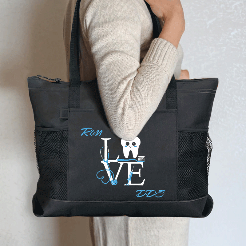 Personalized Name Oral Health Care Zip Tote Bag