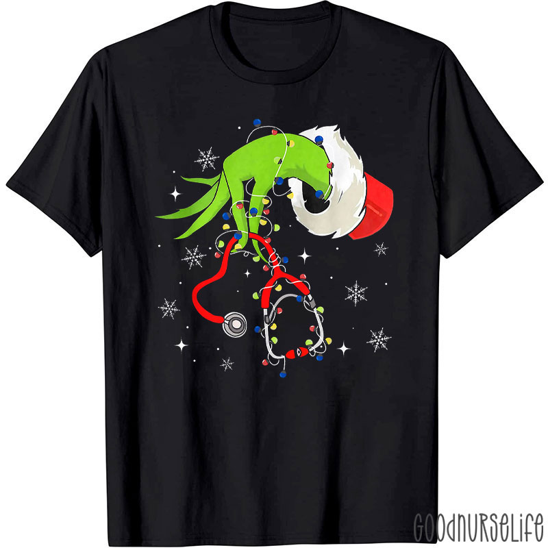 Hand With Stethoscope And Lights Nurse T-Shirt