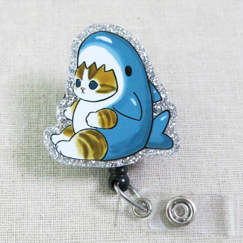 Funny Kitten Shark Badge Reel