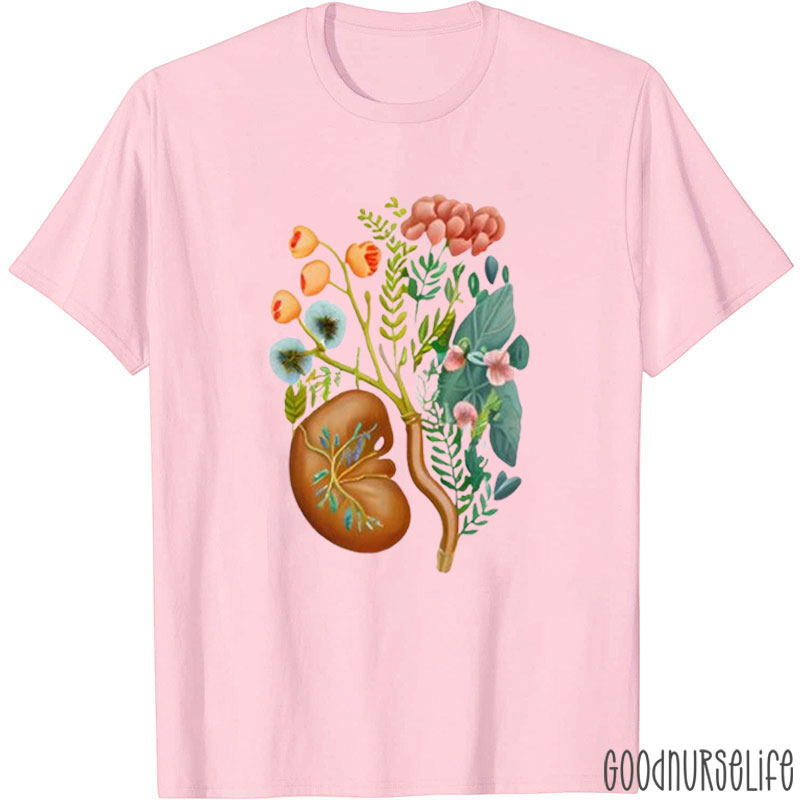 Floral Kidney Nephrologist Kidney Disease Awareness Nurse T-Shirt