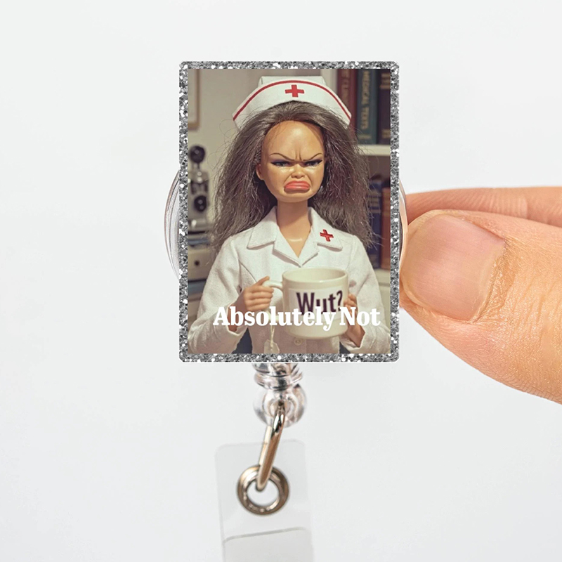 Funny Doll Face Absolutely Not Badge Reel