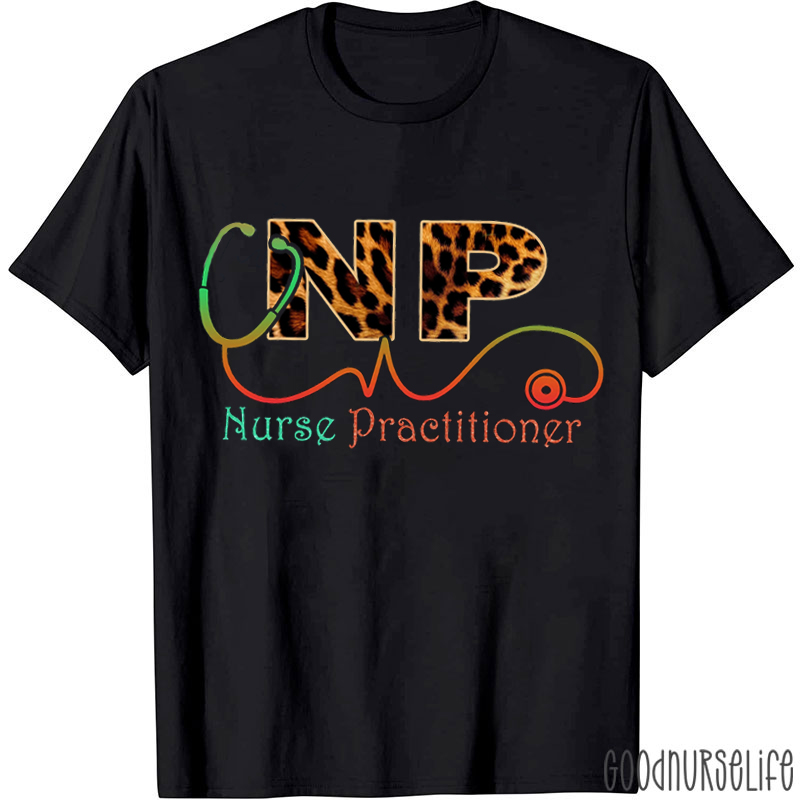 Personalized Leopard Colorful Stethoscope Nurse T-Shirt