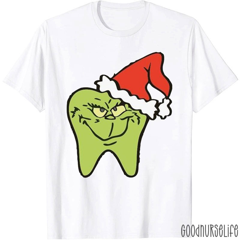 Tooth With Santa Hat Festive Dentistry T-Shirt