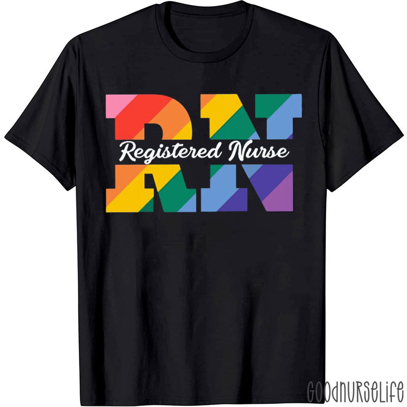 Personalized Rainbow Text Nurse T-Shirt