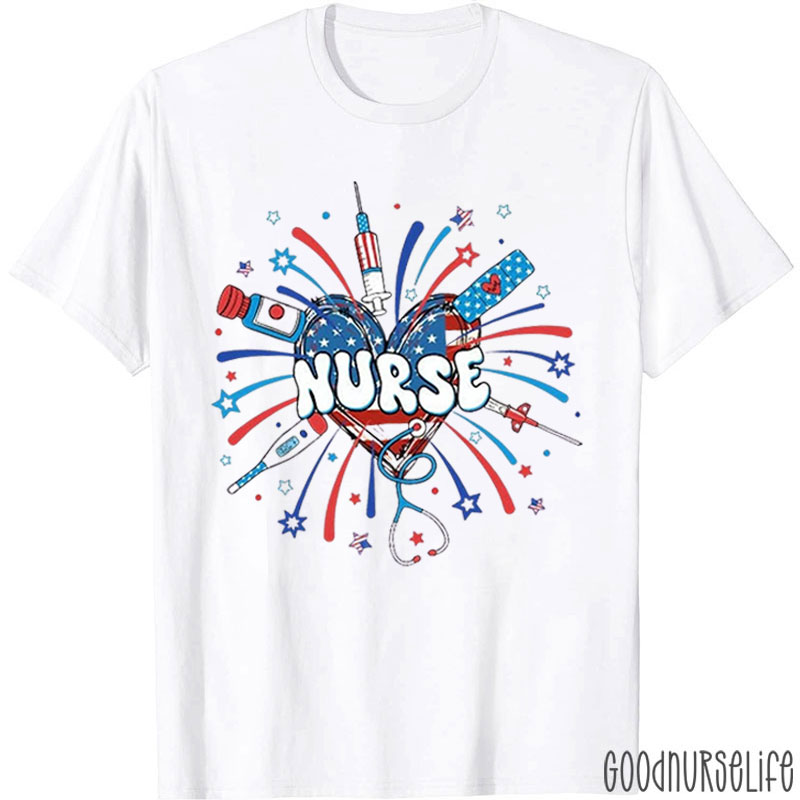 4th Of July Nurse Sublimation American Nurse T-Shirt