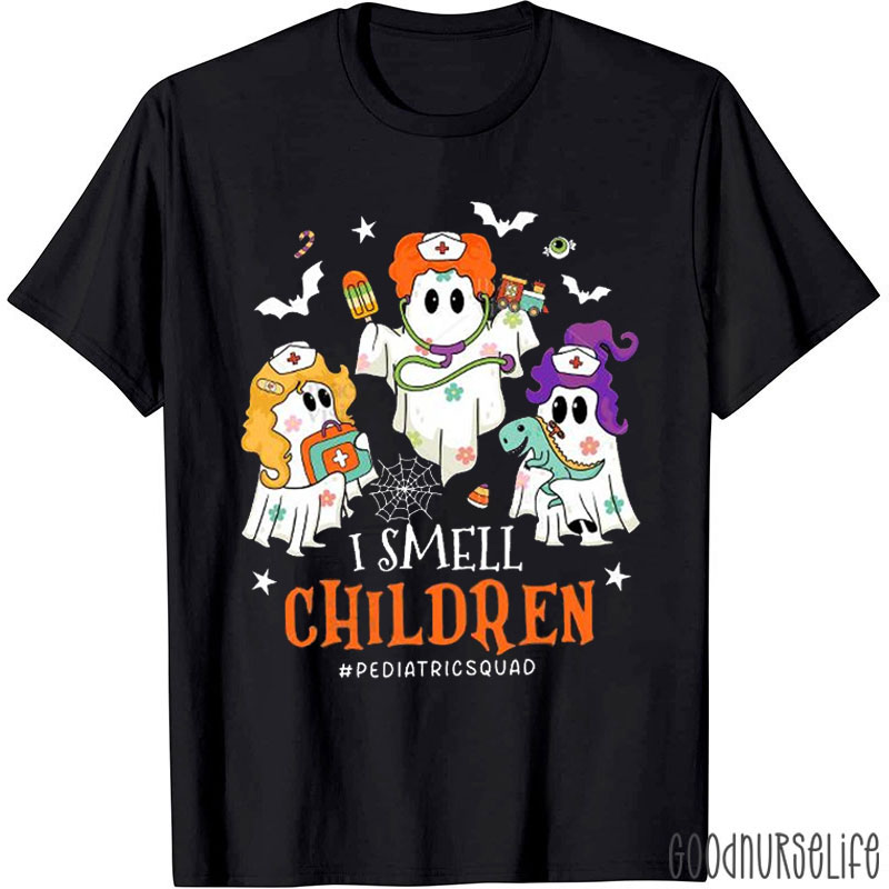 Ghostly Pediatric Nurses I Smell Children Crew Nurse T-Shirt