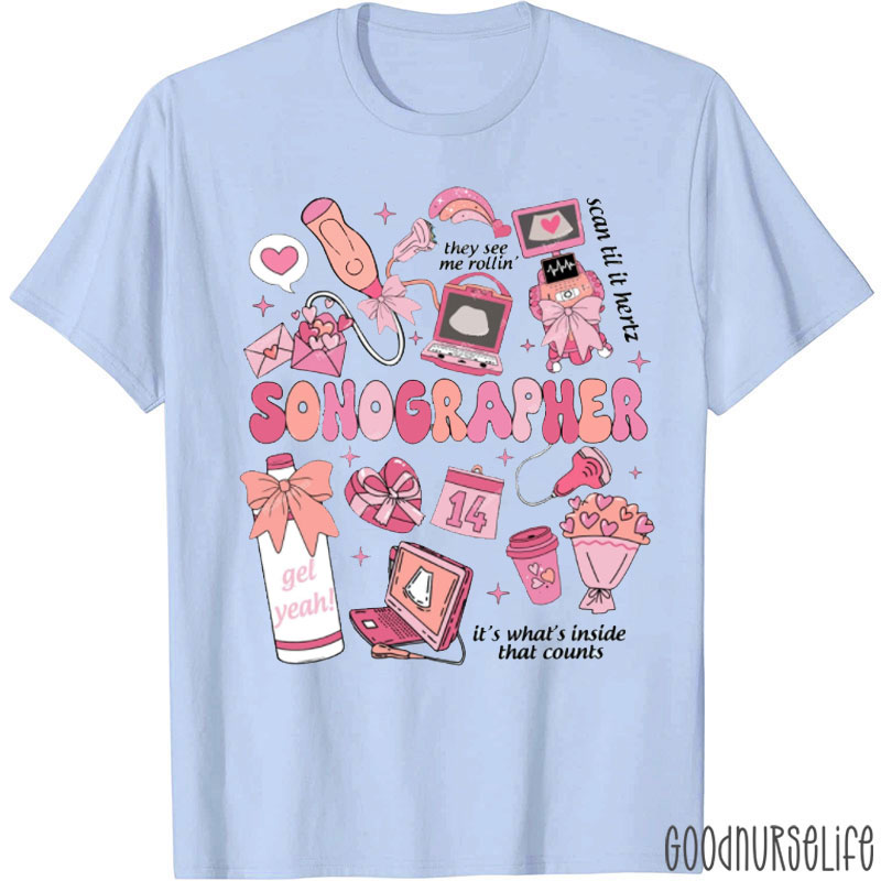 Ultrasound Technologist Valentine Nurse T-shirt