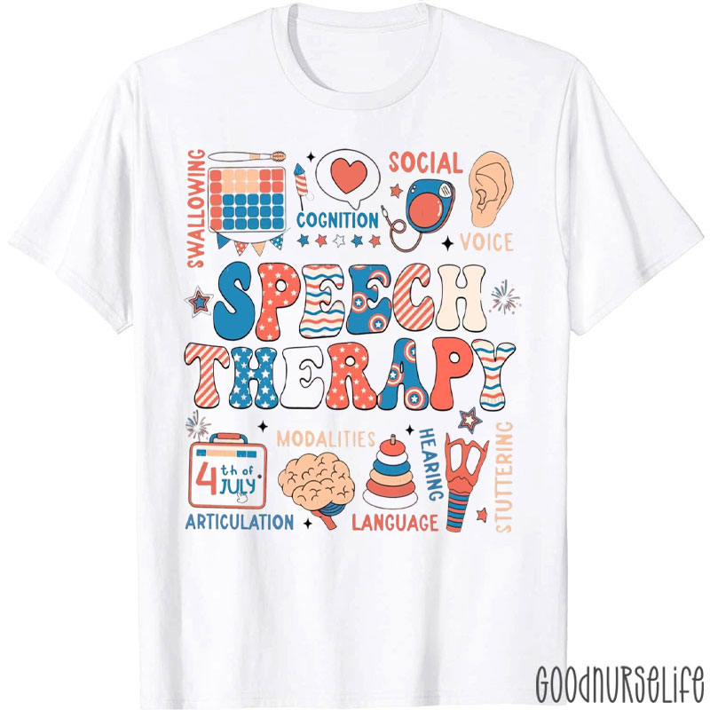 Speech Therapy SLP 4th July Speech Language Pathologist T-Shirt