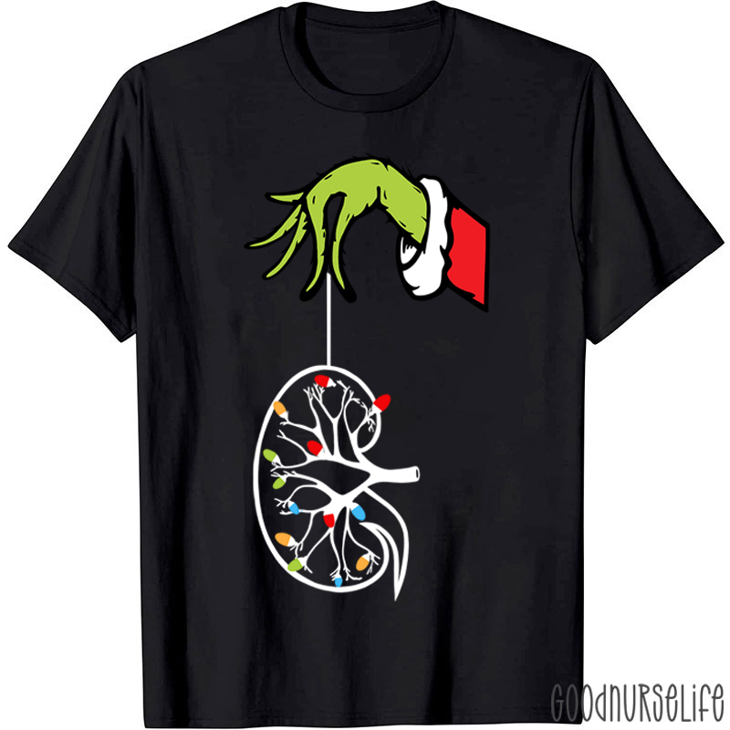 Kidney With Christmas Lights One Kidney Club T-Shirt