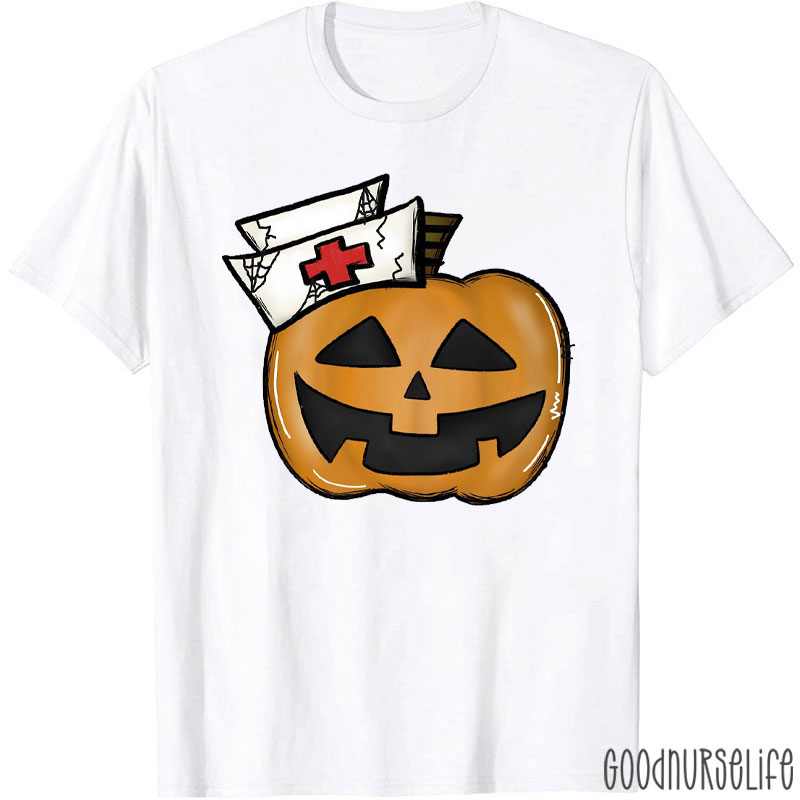 Halloween Nurse Pumpkin With Nurse Cap Nurse T-Shirt