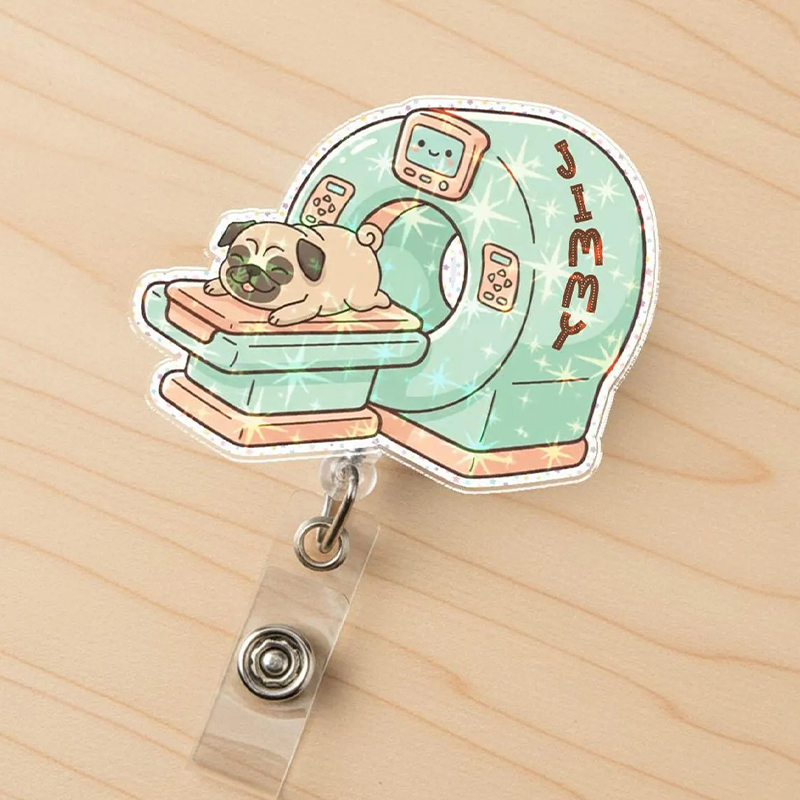 Personalized Pug MRI Badge Reel
