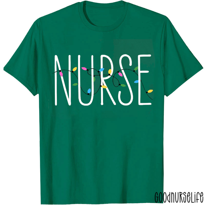 Preppy Christmas Nurse With Lights Nurse T-Shirt