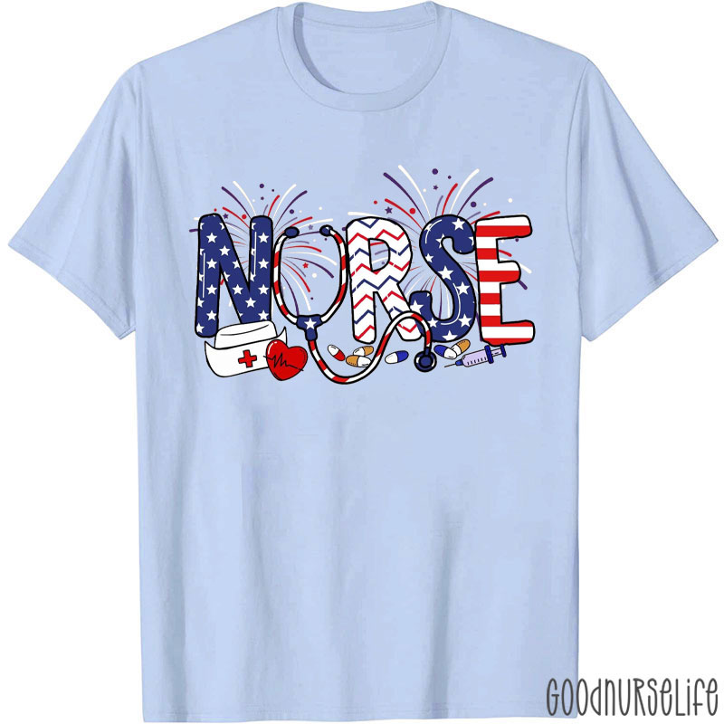 4th Of July Firework Nurse T-Shirt