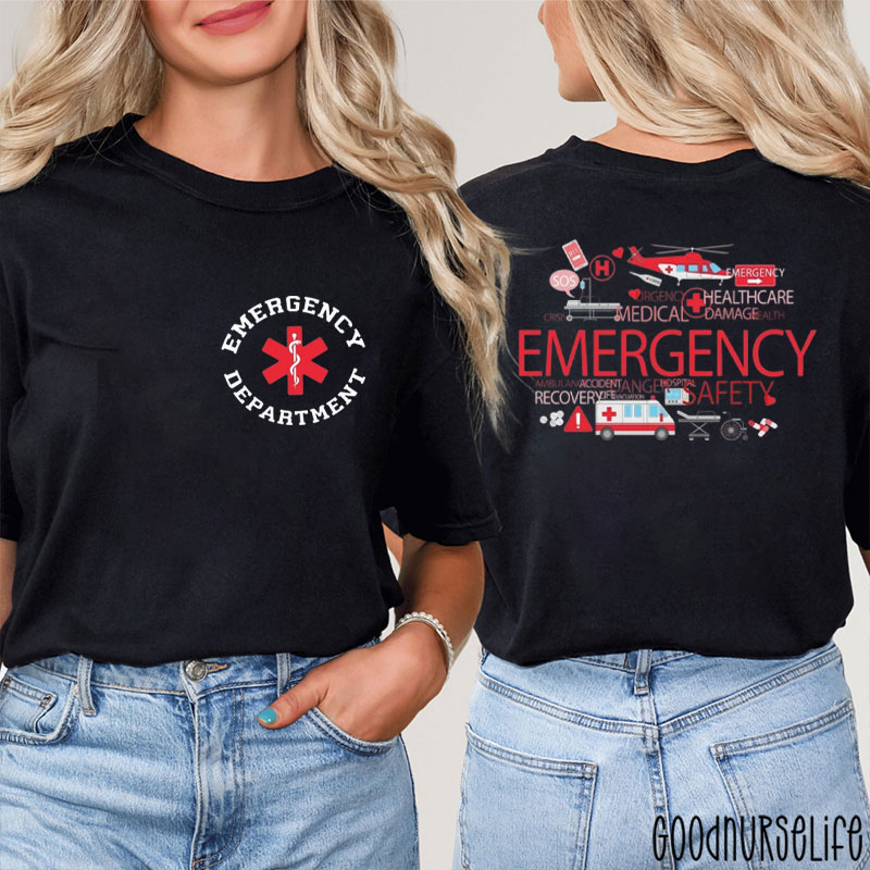 Emergency Department Emergency Room Nurse Two Sided T-Shirt